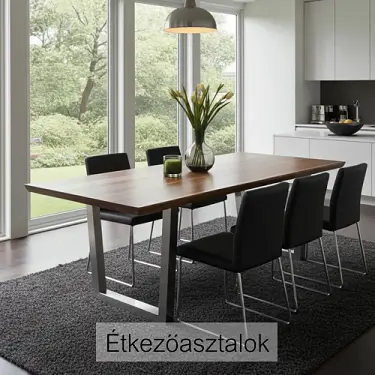 nagy tömörfa étkezőasztalok a konyhába és az étkezőbe